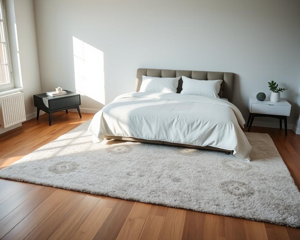 bedroom rug placement