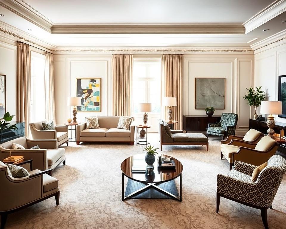 symmetrical and asymmetrical furniture layouts